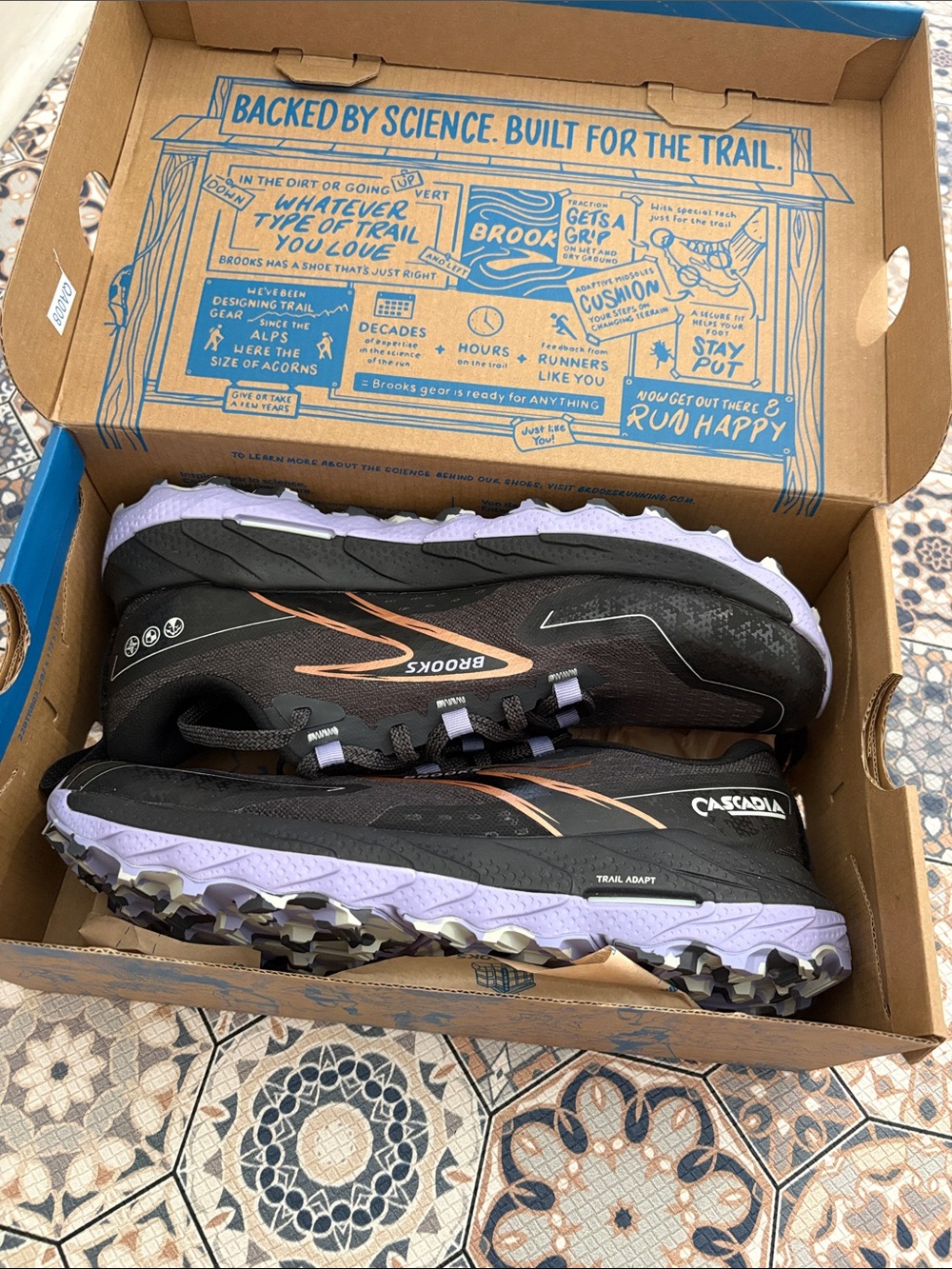 Brooks Women's Trail Running Shoes - Black & Lavender with Rose Accents size 8.5
